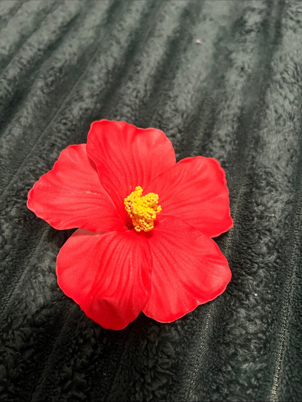 Red Floral Hair Clip with Yellow Center
